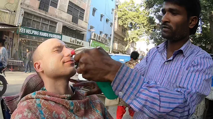 3--Delhi SCAMMED $5 street haircut shave India  ba...