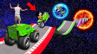 SHINCHAN AND FRANKLIN FOUND A MULTI CURVY ROAD PARKOUR CHALLENGE AT HIS HOME & WENT TO SPACE GTA 5