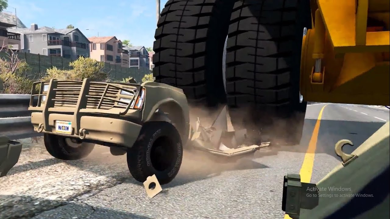 Bollard vs Car with HD Slow Motion BeamNG.drive FullHD 60fps YouTube