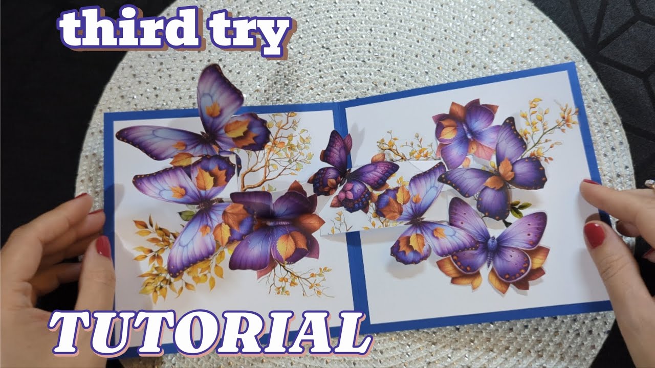 PURPLE LOVE in AUTUMN coat 🍂🍁. Butterflies pop-up card (plz see description)