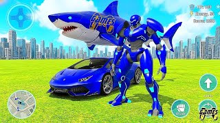 Blue Shark Robot Transform Wars: Car Drone Shark Robot Game 2026 - Android Gameplay screenshot 2