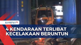 Tabrakan Beruntun 2 Truk Kontainer dan 2 Minibus di Balikpapan