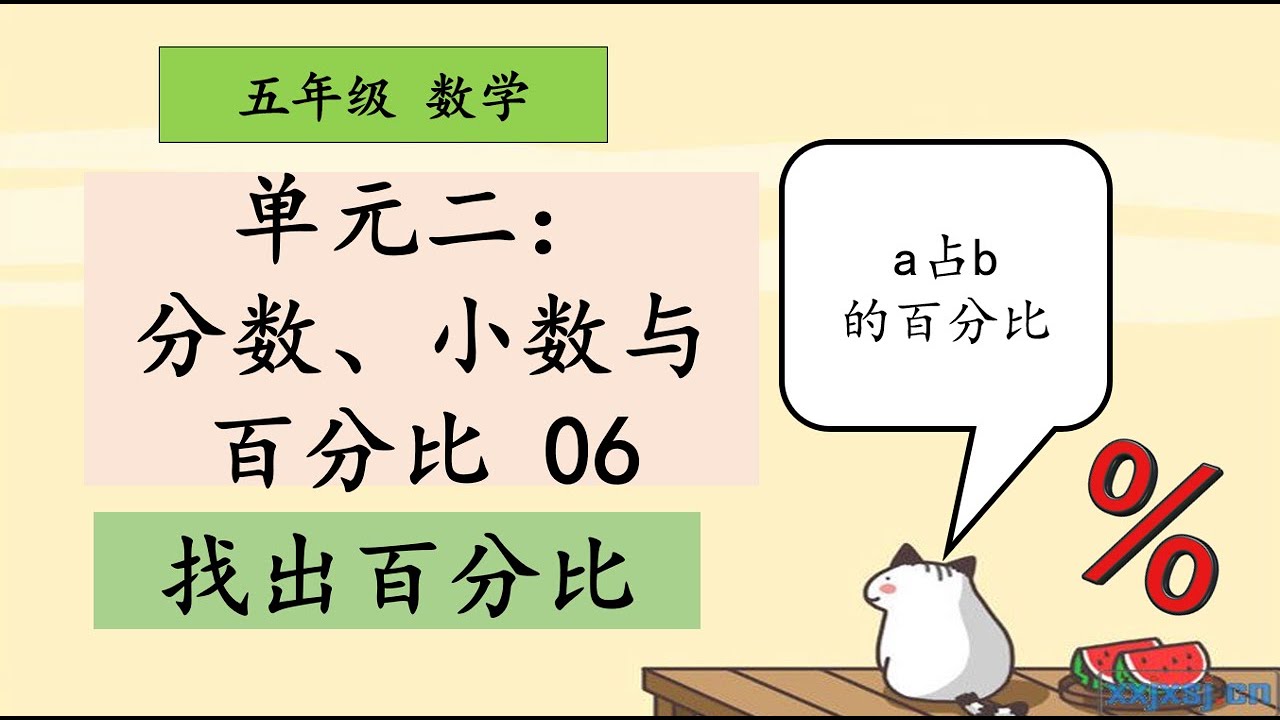 五年级数学单元二分数小数与百分比06 找出百分比 Youtube