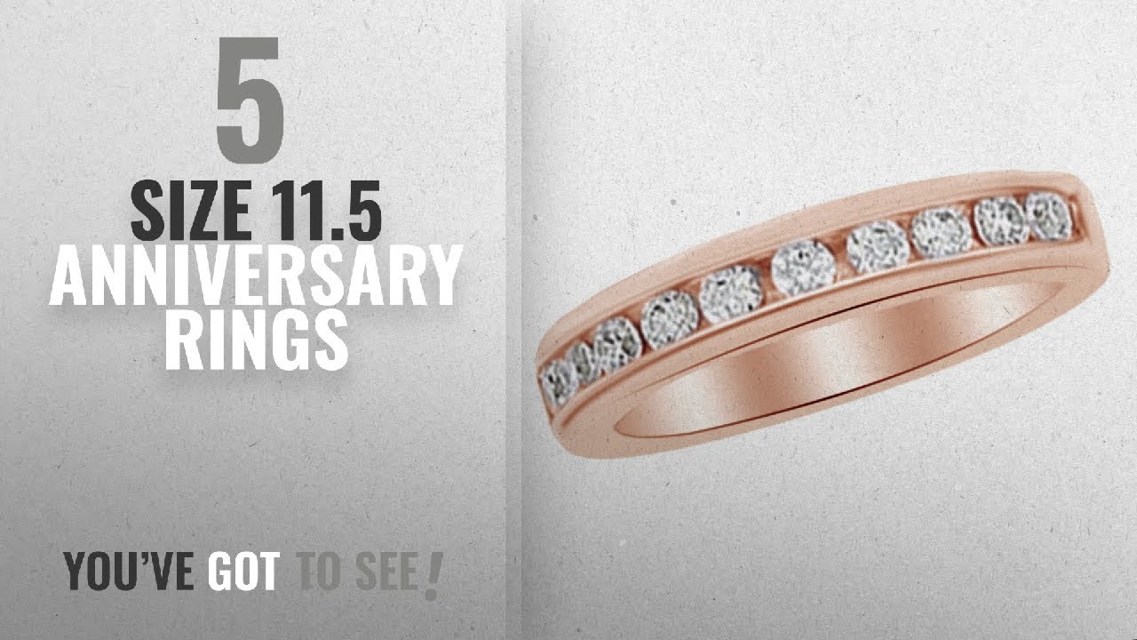 10 Best Size 11.5 Anniversary Rings: Round Cut White Natural Diamond Anniversary Band Ring In 14k