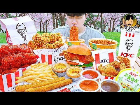 ASMR MUKBANG | KFC Çıtır Kızarmış Tavuk, Peynirli burger, peynir çubuğu yemek tarifi ! yemek yiyor