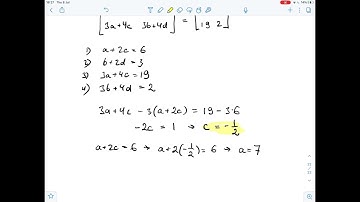 Solve the matrix equation for a, b, c, and d.\begin{bmatrix}1 & 2 \\3 & 4 \end ... | Plainmath