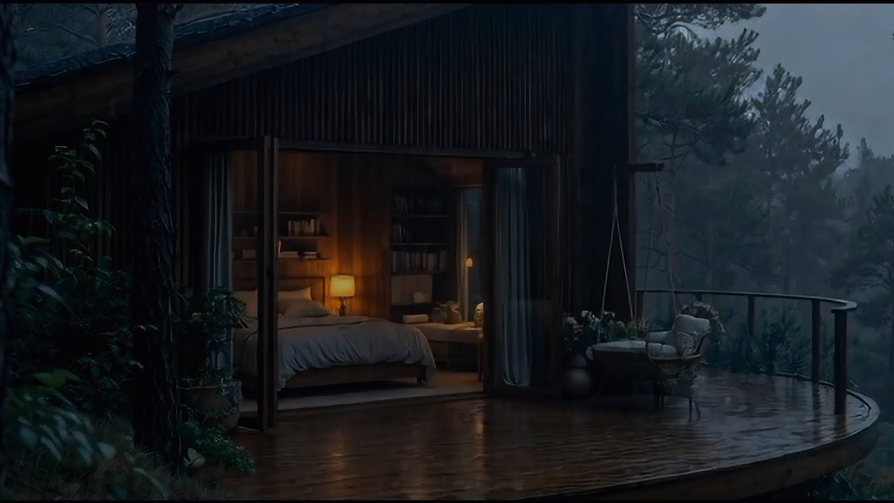 Warm Rain in Cozy Forest Cabin for Deep Sleep, Relaxation & Peaceful ...
