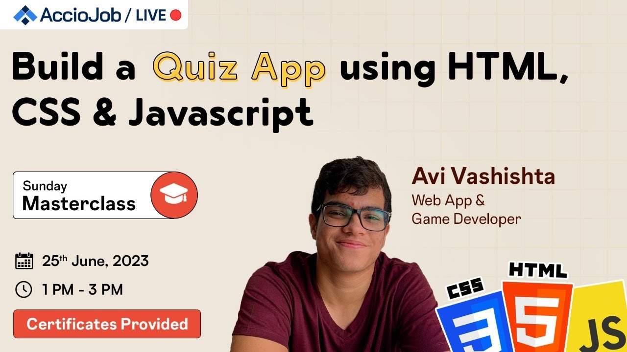 Build a Quiz App Using HTML, CSS & JavaScript | Project Building ...