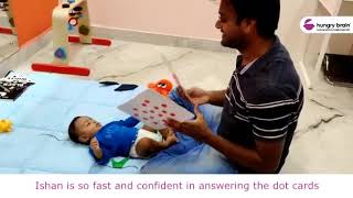 Ishan Reddy (5 months old) is identifying Dots and Numbers cards