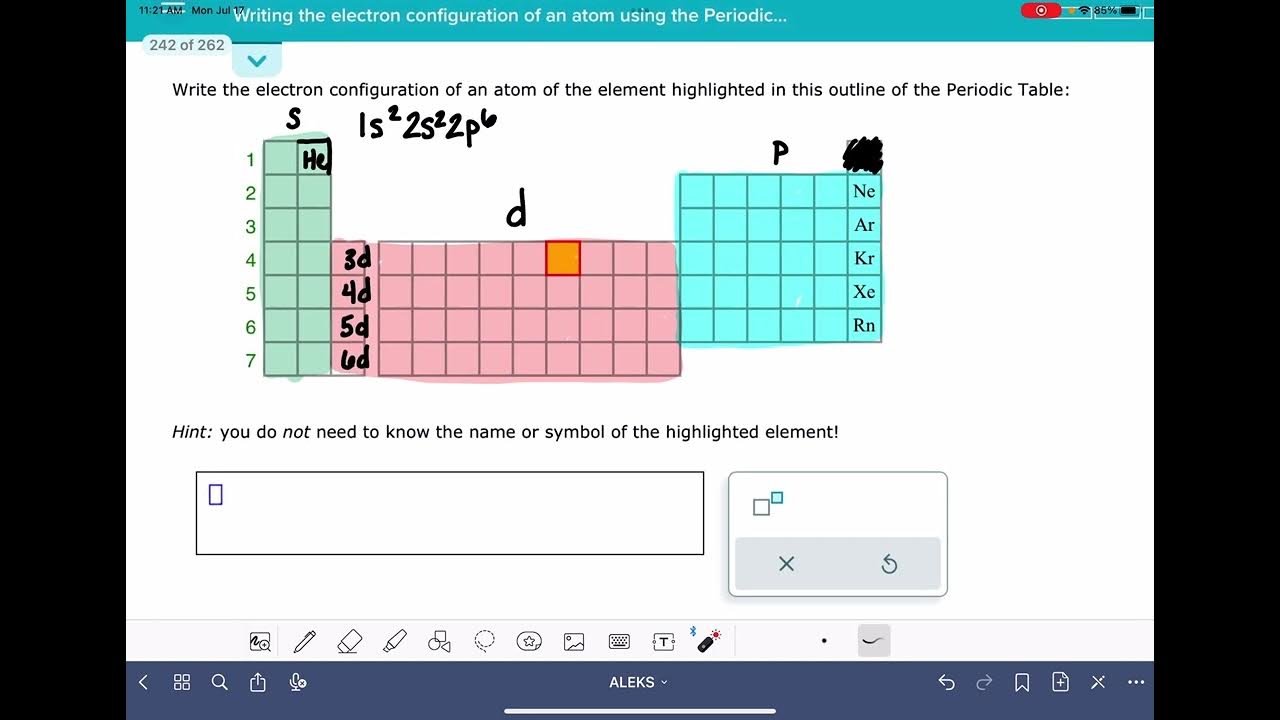 ALEKS Writing the electron configuration of an atom using the Periodic Table YouTube