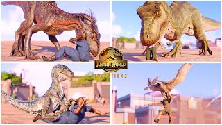 Human Hunting Animations of All Land and Air Carnivore Dinosaurs 🦖 Jurassic World Evolution 2