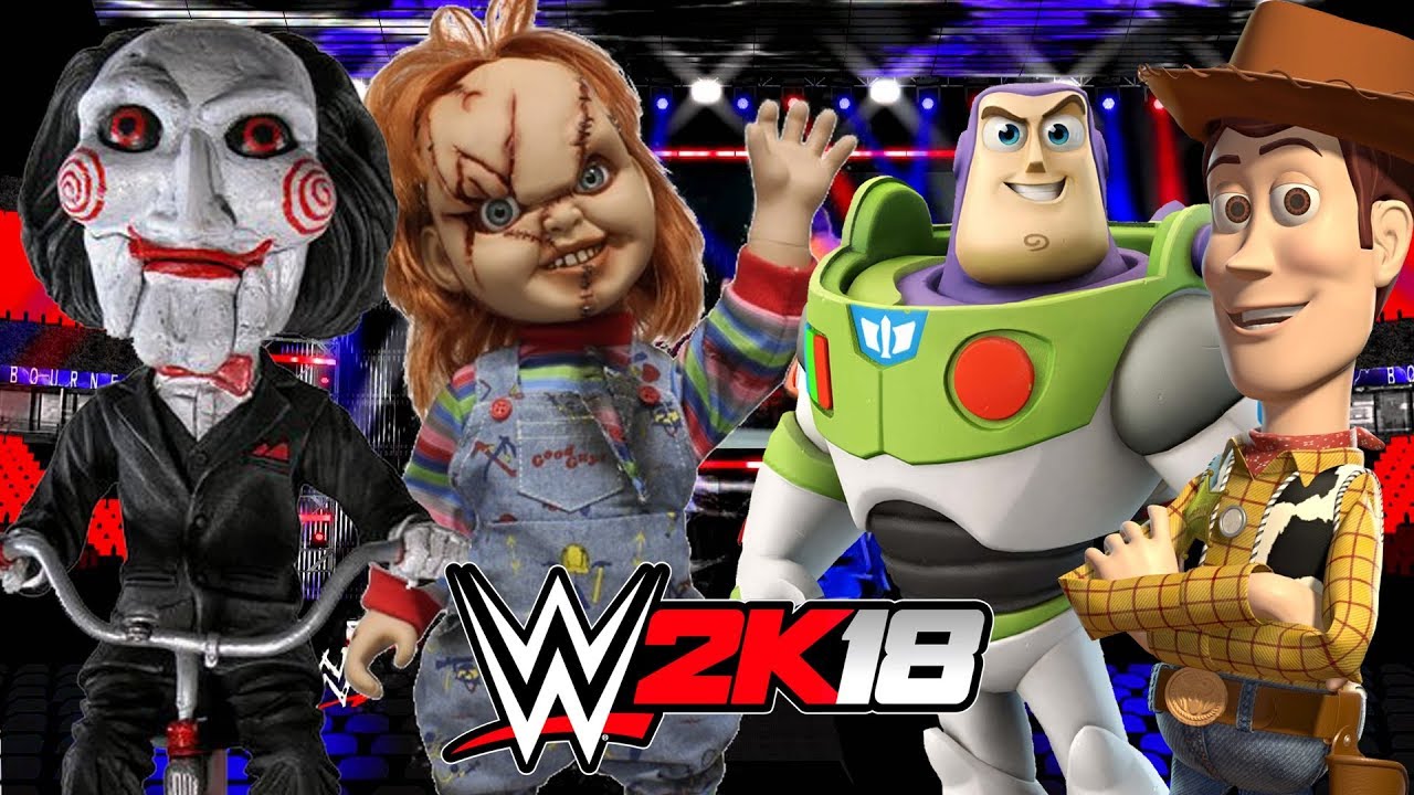 Chucky And Jigsaw Vs Woody And Buzz Lightyear Wwe 2k18 Gameplay - how to set lights in wwe2k18 roblox youtube