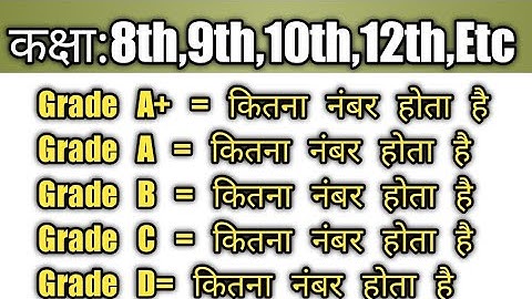 कक्षा:8th,9th,10th,12th,Etc में Grade A+, A , B , C , D ,= कितना नंबर होता है | पुरी जानकारी देखे ले