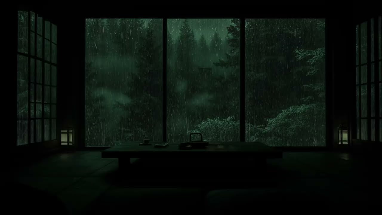 Winter Night Rain Echoing in the Deep Forest 🌧 (No Ads) | Dark Bedroom Sounds for Deep Sleep