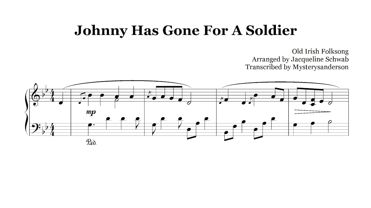 johnny has gone for a soldier piano youtube johnny has gone for a soldier sheet music