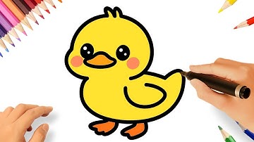 HOW TO DRAW A CUTE KAWAII BABY DUCK EASY 🦆
