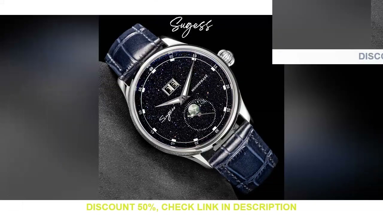 Sugess Mens Watch Limited Edition Moonphase 316L Stainless Steel Case Tianjin ST2528 Movement Luxury