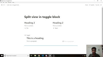 How to create split view inside toggle block in Notion?