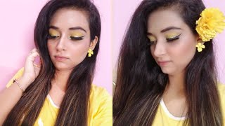 Soft yellow eye makeup (Hindi)