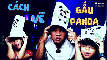 Vẽ gấu trúc Panda cùng 3 cha con - How To Draw A Panda - Preschool