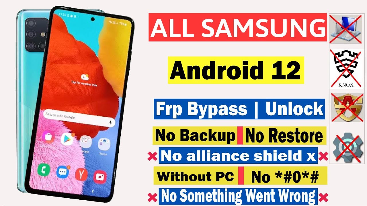 All Samsung FRP Bypass Android 12  NO Alliance Shield/NO Samsung