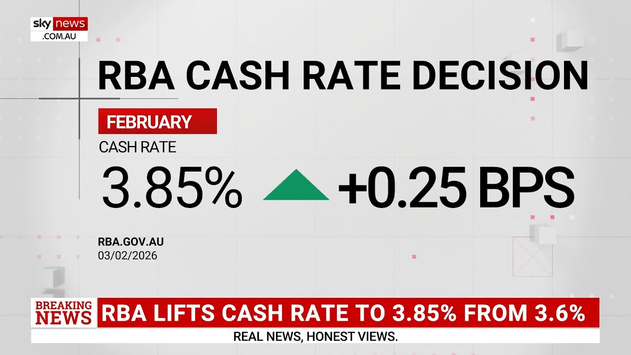 RBA lifts cash rate by 25 basis points to 3.85 per cent