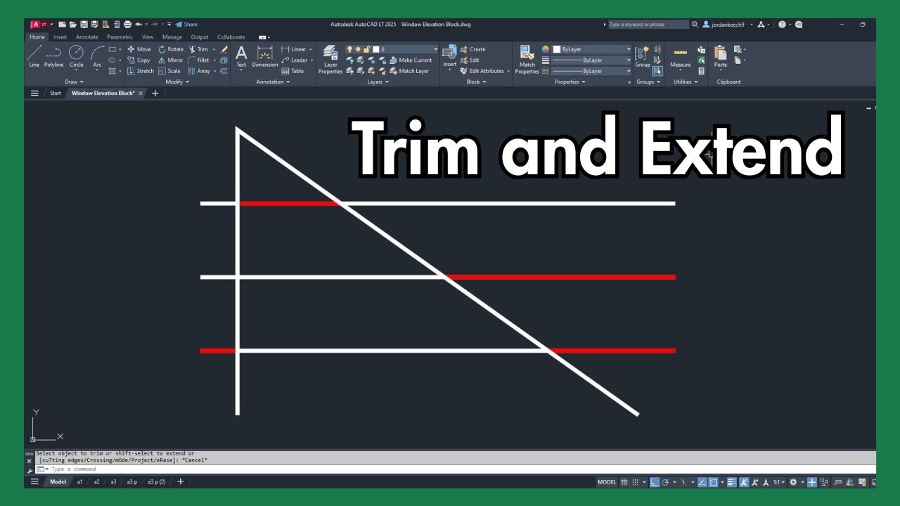 How to Trim and Extend in AutoCAD - YouTube