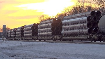 CSX Train Hauling Giant Sized Pipes! Fast NS Train at RR Crossing! Chasing A Norfolk Southern Train!
