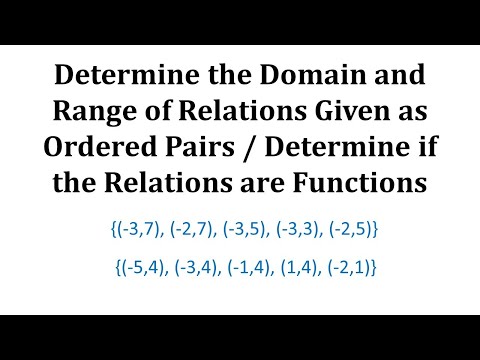 Determine the Domain and Range of a Relation Given as Ordered Pairs / Determine if it is a Function