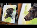 Painting Routine with me. Dogs Portrait Oil Painting. Realistic Artwork. GSP Portrait . Sketch