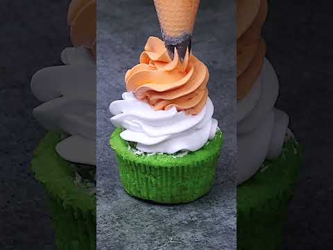 Indian Tricolor Cupcake with Buttercream Frosting - Independence Day / Republic Day Special #shorts | Tasted Recipes