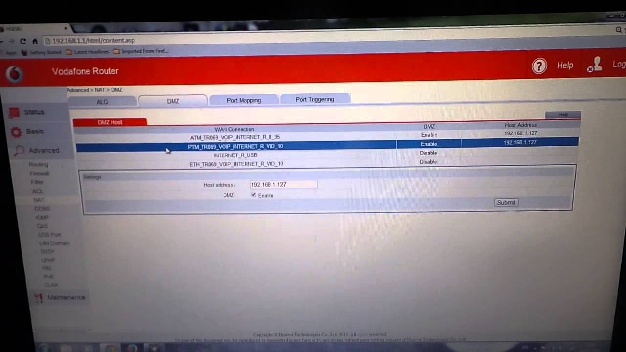 vodafone ireland fibre router how to get DMZ settings to open your NAT type  PS3-PS4 - YouTube