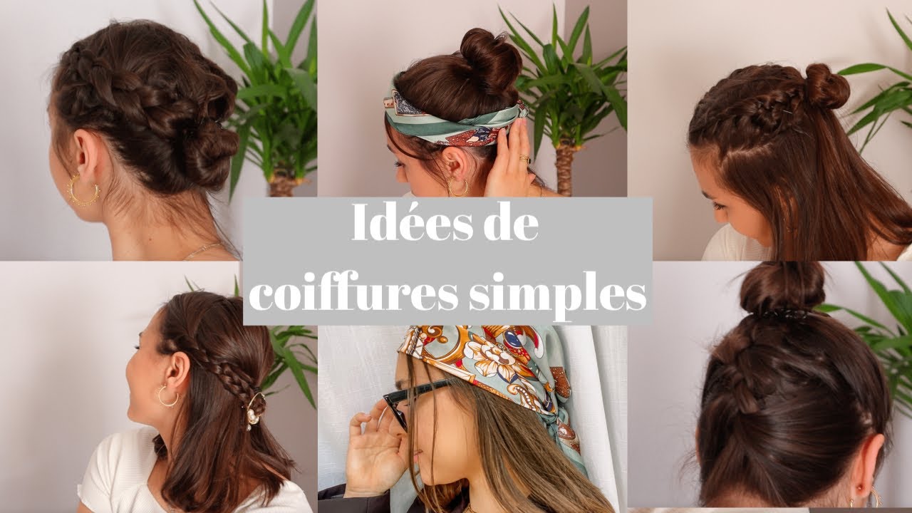 IDEES DE COIFFURES SIMPLES (cheveux court/ mi-long) - YouTube