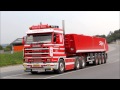 Henning Sejer Pedersen Aps - Scania 143H 420 (straight pipe) with tiptrailer passed by