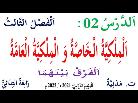درس الملكية الخاصة و الملكية العامة للسنة الرابعة