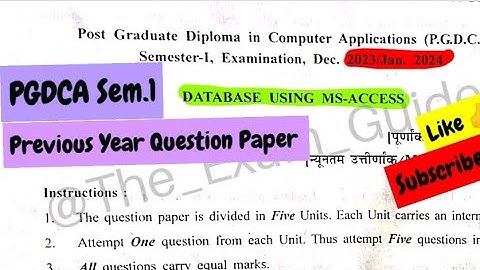 PGDCA First Semester DATABASE USING MS-ACCESS|Previous Year Question Paper #pgdca#exam#new#subscribe