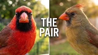 Peaceful Cardinal Visits: Male & Female in Soft Spring Light 🔴🤎 (Arkansas Bird Watching screenshot 5