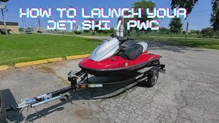 How to launch a Jet Ski / Reverse - Back Trailer - PWC Sea-Doo Yamaha KAWASAKI