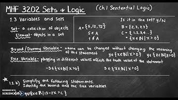 MHF 3202 Sets & Logic // 1.3 Variables and Sets