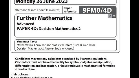 Pearson Edexcel Decision 2 2023 A level further maths