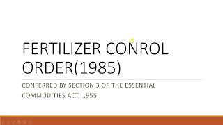 Fertilizer control order 1985