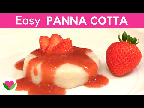 Easy Vegan Panna Cotta w/ Strawberry Sauce - no agar agar!