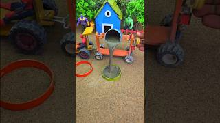 😱 Real Working Mini Tractor Making Cement Pillar | Amazing DIY Construction Machine 🚜 #shorts