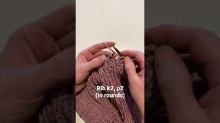 Working in Rib stitch k2, p2 #knitting #knittingtutorial #rukeknit #k2p2