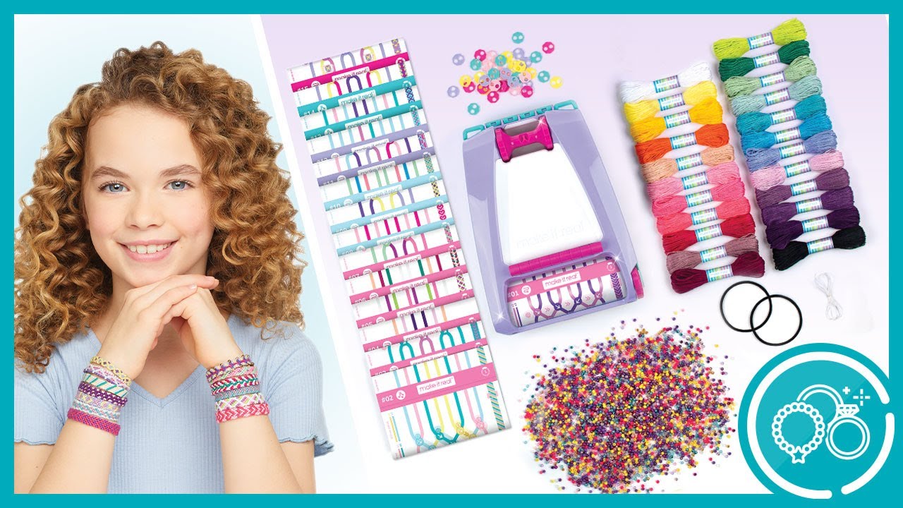 Make It Real: DIY Friendship Bracelet Maker Set - Create 20 Bracelets,  Deluxe Friendship Bracelets Made Easy, 10 Patterns, 100+ Pieces, Make