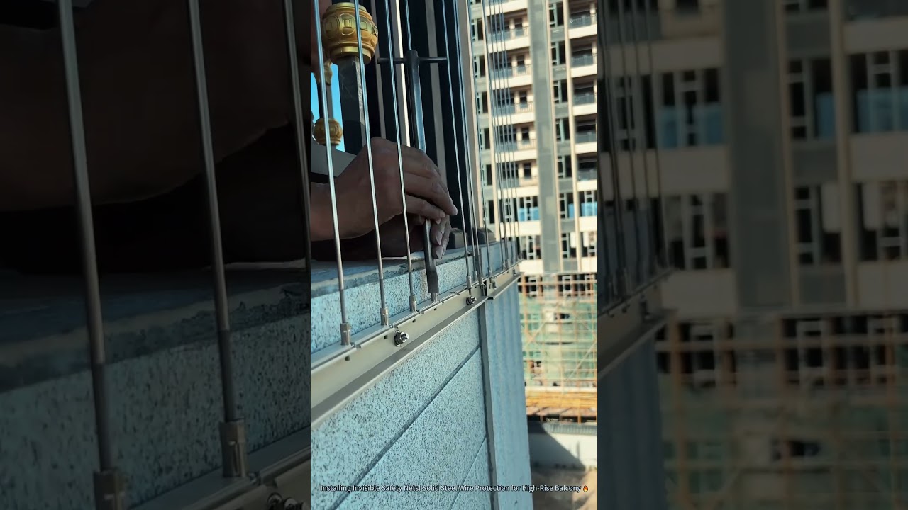 Installing Invisible Safety Nets! Solid Steel Wire Protection for High-Rise Balcony 🔥