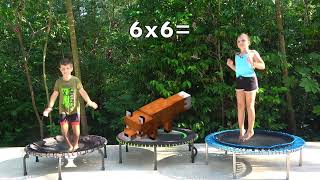 5 mins, Easy Way to Learn Maths on a Trampoline  2 & 6 Times Tables With Minecraft Characters