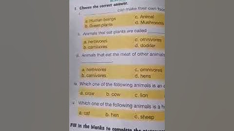 Class:III.Subject: Science.    Unit#2.Topic:Food and Feeding.