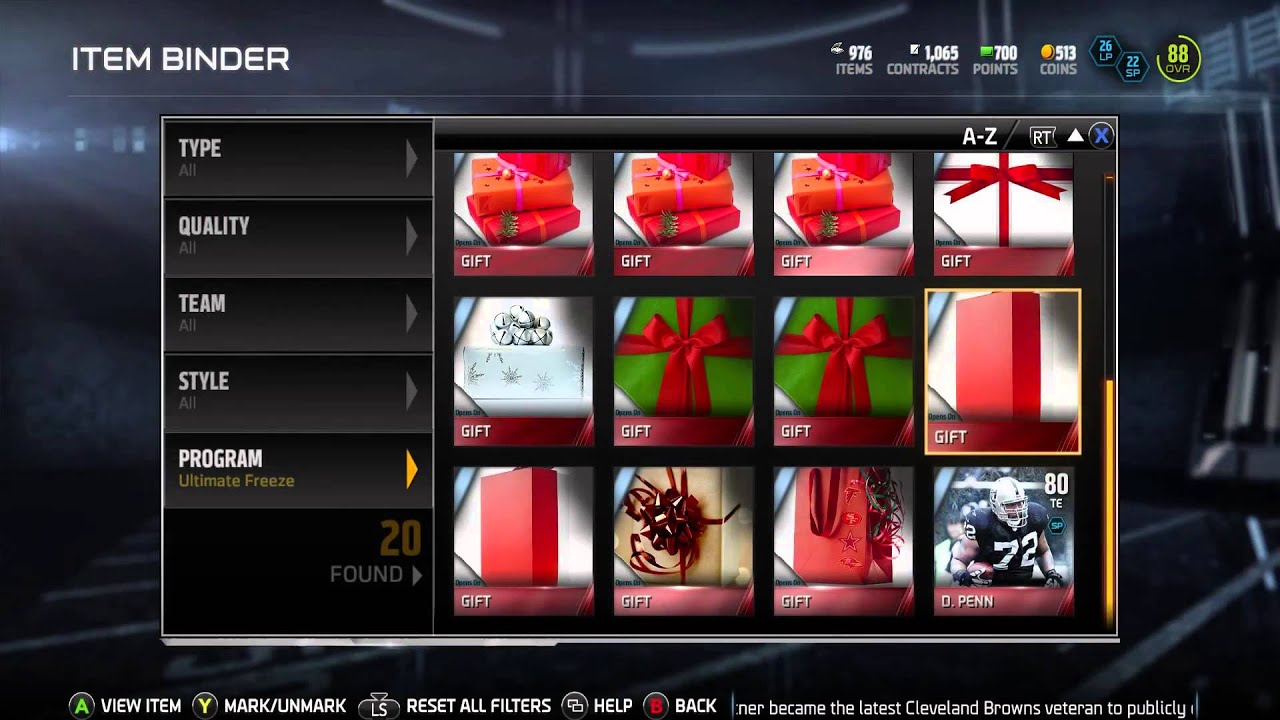 Madden 15 Ultimate Team Gameplay - QJBs Ultimate Freeze Gifts & Hints - Which One is Bo Jackson?