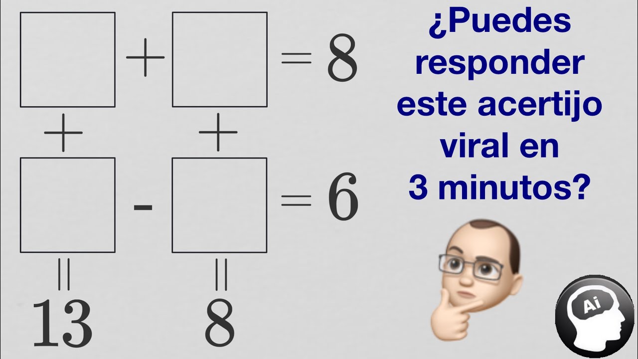 Acertijo Matematico Viral De Whatsapp Youtube 3 resueltos , queda el 2. acertijo matematico viral de whatsapp
